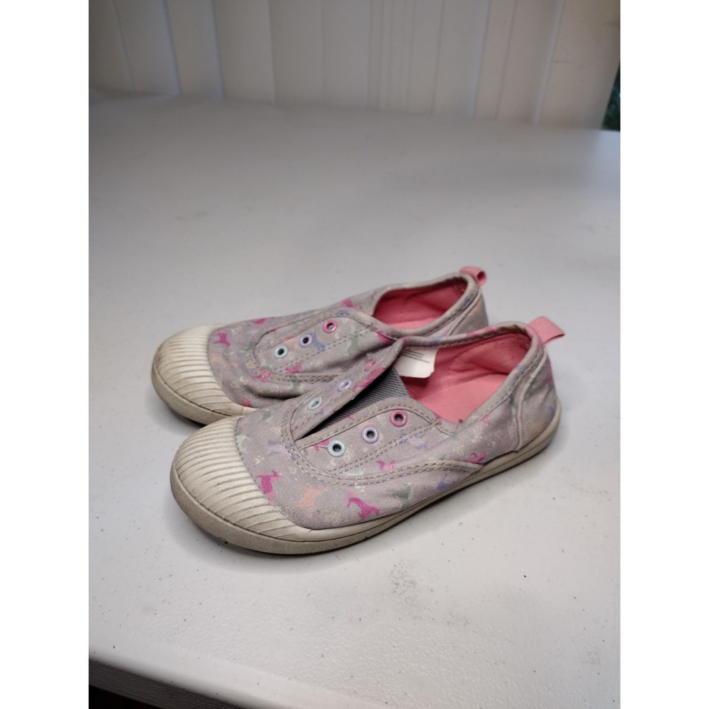 Cat & Jack Kids Unicorn Rainbow‎ Slip On Canvas Sneakers Gray Pink Size 12
